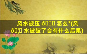 风水被压 🍁 怎么*
(风 🦁 水被破了会有什么后果)